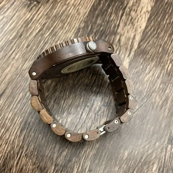 Wewood 100% Natural Wood Watch With Date Display New Battery - Picture 3 of 12